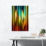Stained Glass Red Green Cattails Artwork Poster<br><div class="desc">Stained glass cattails in an art nouveau style, which features organic and curvilinear forms. The cattails are rendered in vibrant colours, with rich greens and reds, and are set against a background of geometric lines. Rendered using state-of-the-art technology, this design with geometric lines and an art nouveau style is visually...</div>