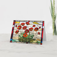 Stained Glass Red Poppy Flowers Bouquet 