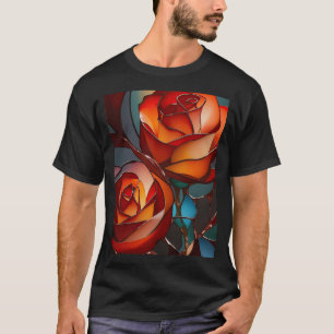 Stained Glass Red Roses T-Shirt
