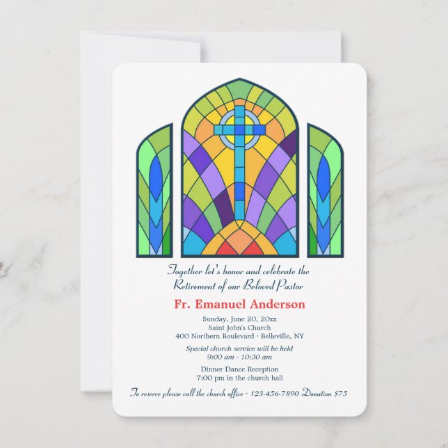 Stained Glass Retirement Party Invitation (Front)