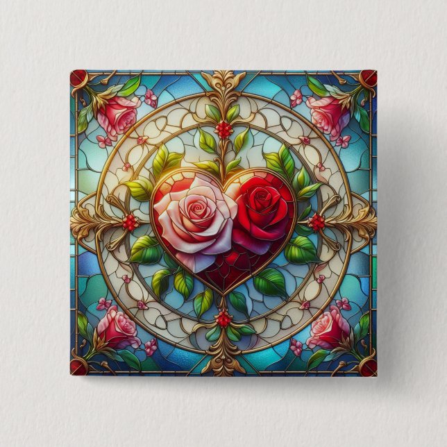 Stained Glass Romance 15 Cm Square Badge (Front)