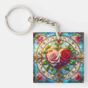 Stained Glass Romance Key Ring