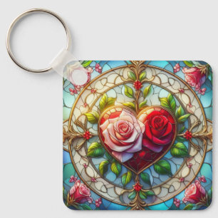 Stained Glass Romance Key Ring