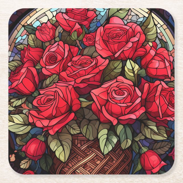 Stained Glass Rose Coaster (Front)