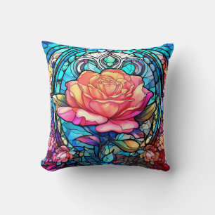 Stained Glass Rose Cushion