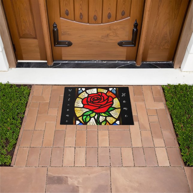 Stained glass rose doormat (Outdoor)