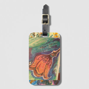Stained glass rose. luggage tag