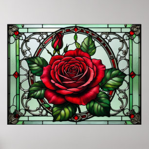 Stained glass rose poster