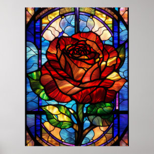 Stained Glass Rose Poster