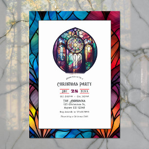Stained Glass Rose Window Christmas Party Invitation