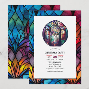Stained Glass Rose Window Christmas Party Invitation