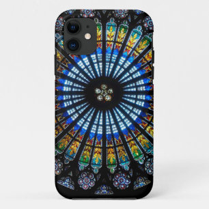 Stained glass rose window in France's Strasbourg iPhone 11 Case