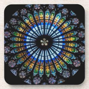 Stained glass rose window in France's Strasbourg Coaster