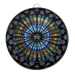 Stained glass rose window in France's Strasbourg Dartboard