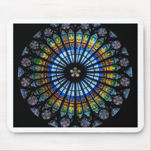 Stained glass rose window in France's Strasbourg Mouse Pad