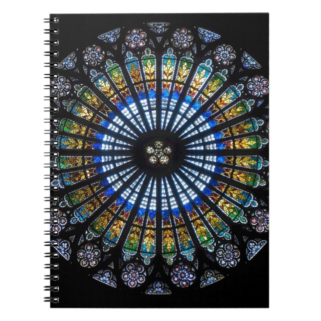 Stained glass rose window in France's Strasbourg Notebook (Front)