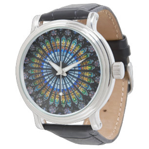 Stained glass rose window in France's Strasbourg Watch