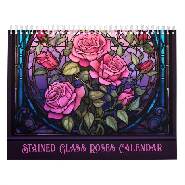 Stained Glass Roses Floral Calendar (Cover)