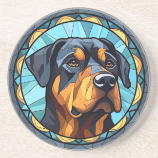 Stained Glass Rottweiler Cute Dog Lovers Coaster