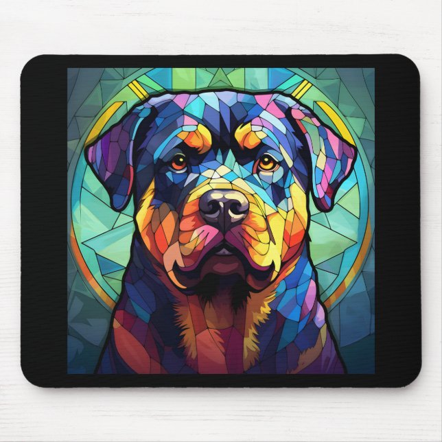 Stained Glass Rottweiler  Mouse Pad (Front)