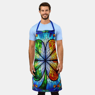 Stained Glass Saint Patrick's Day Irish Clover Apron