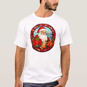 Stained Glass Santa Christmas Ornament-67679 T-Shirt