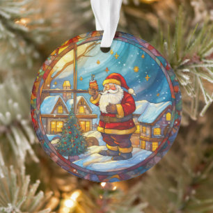 Stained Glass Santa Claus Christmas Ornament