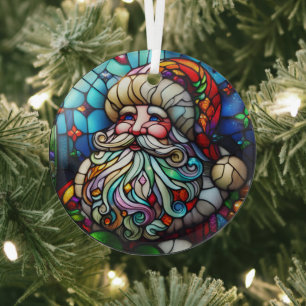 Stained Glass Santa Claus Tree Decoration