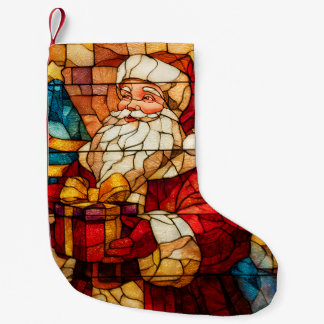 Stained Glass Santa Small Christmas Stocking
