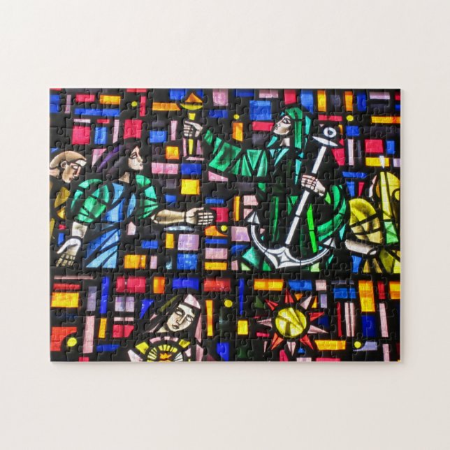 stained glass scene jigsaw puzzle (Horizontal)