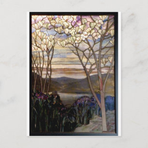 Stained glass scenery postcard