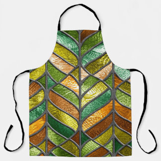 Stained glass seamless texture with leaf pattern,  apron