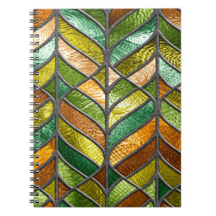 Stained glass seamless texture with leaf pattern,  notebook