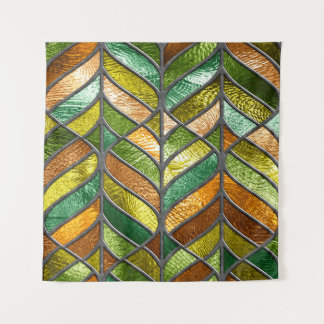 Stained glass seamless texture with leaf pattern,  tapestry