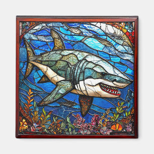 Stained glass shark magnet