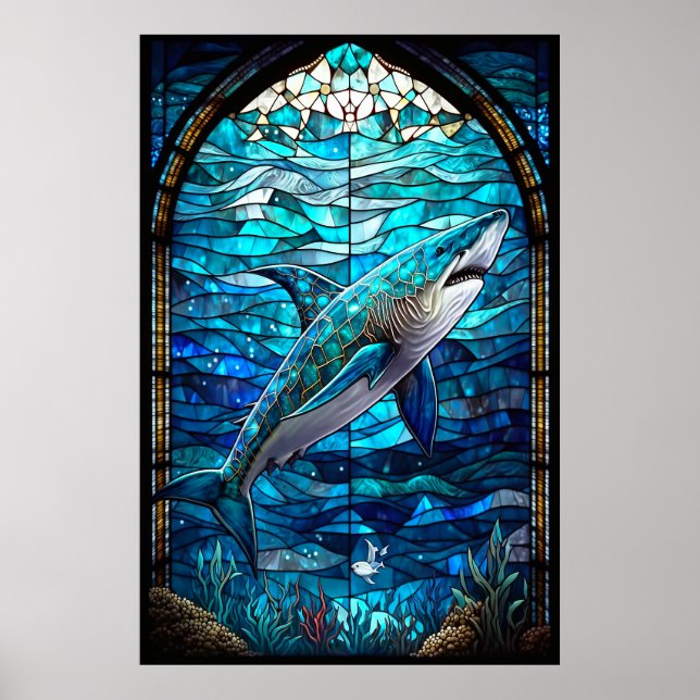 Stained Glass Shark Poster (Front)