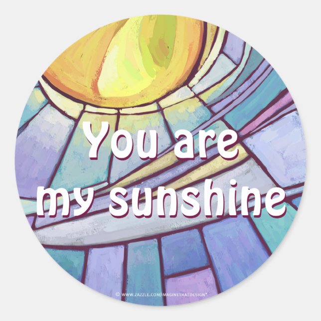 Stained Glass Sky Classic Round Sticker (Front)