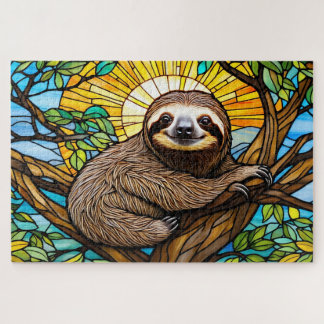 Stained Glass Sloth Jigsaw Puzzle