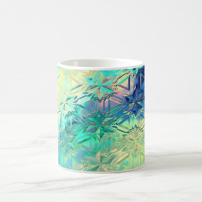 Stained glass snowflakes colourful cute coffee mug (Center)