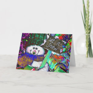 Stained glass Snowman Holiday Card