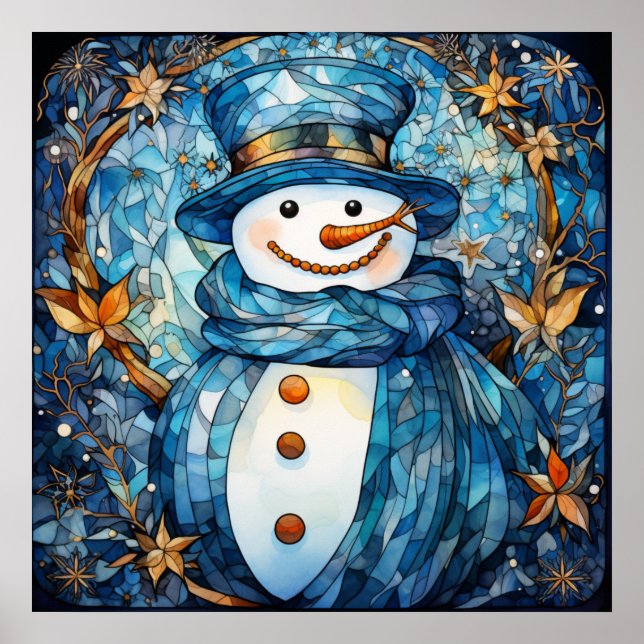 Stained Glass Snowman Poster (Front)