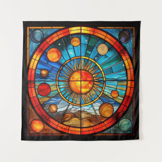 Stained Glass Solar System Tapestry (Front)