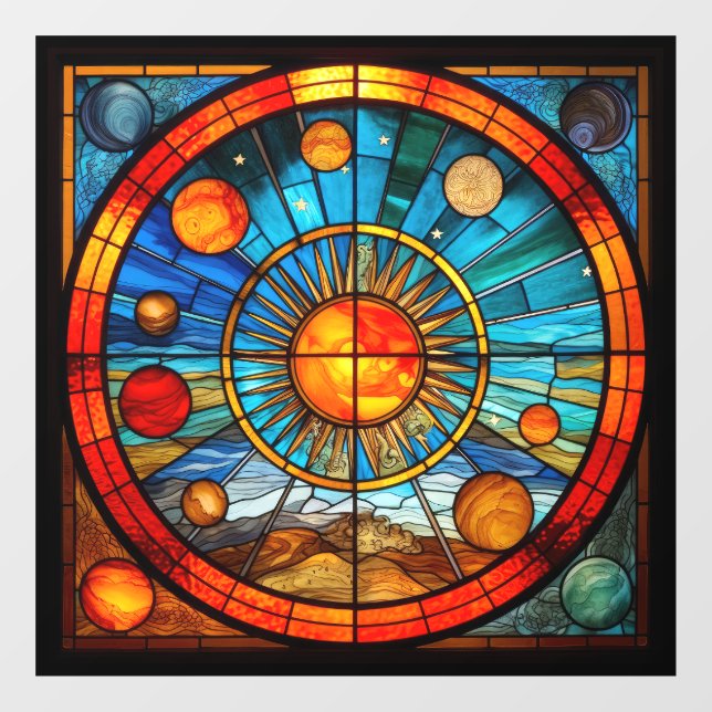 Stained Glass Solar System Window Cling (Sheet)