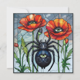 Stained Glass Spider Poppy Flowers All Seeing Eye Card