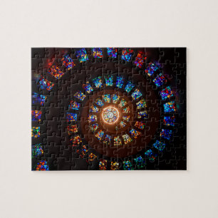 Stained Glass Spiral Window Jigsaw Puzzle