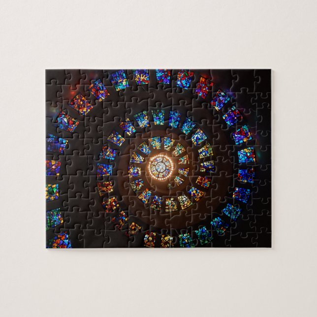 Stained Glass Spiral Window Jigsaw Puzzle (Horizontal)