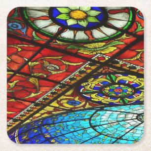 Stained Glass Square Paper Coaster