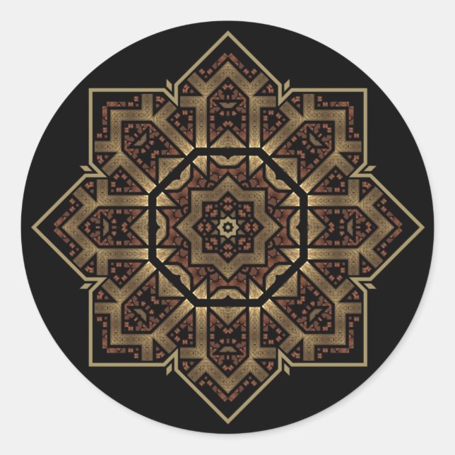 stained glass star classic round sticker (Front)