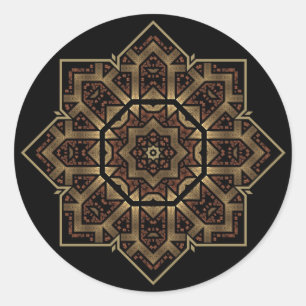 stained glass star classic round sticker