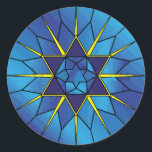 Stained Glass Star of David Round Sticker Seal<br><div class="desc">Stained Glass Star of David Round Sticker Seal</div>